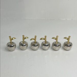 Vintage Silver and Gold Tone Apple Place Card Holders